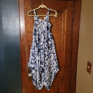 Jayana Assymetrical Beach Romper Tie Dye Floral Size Small NWOT